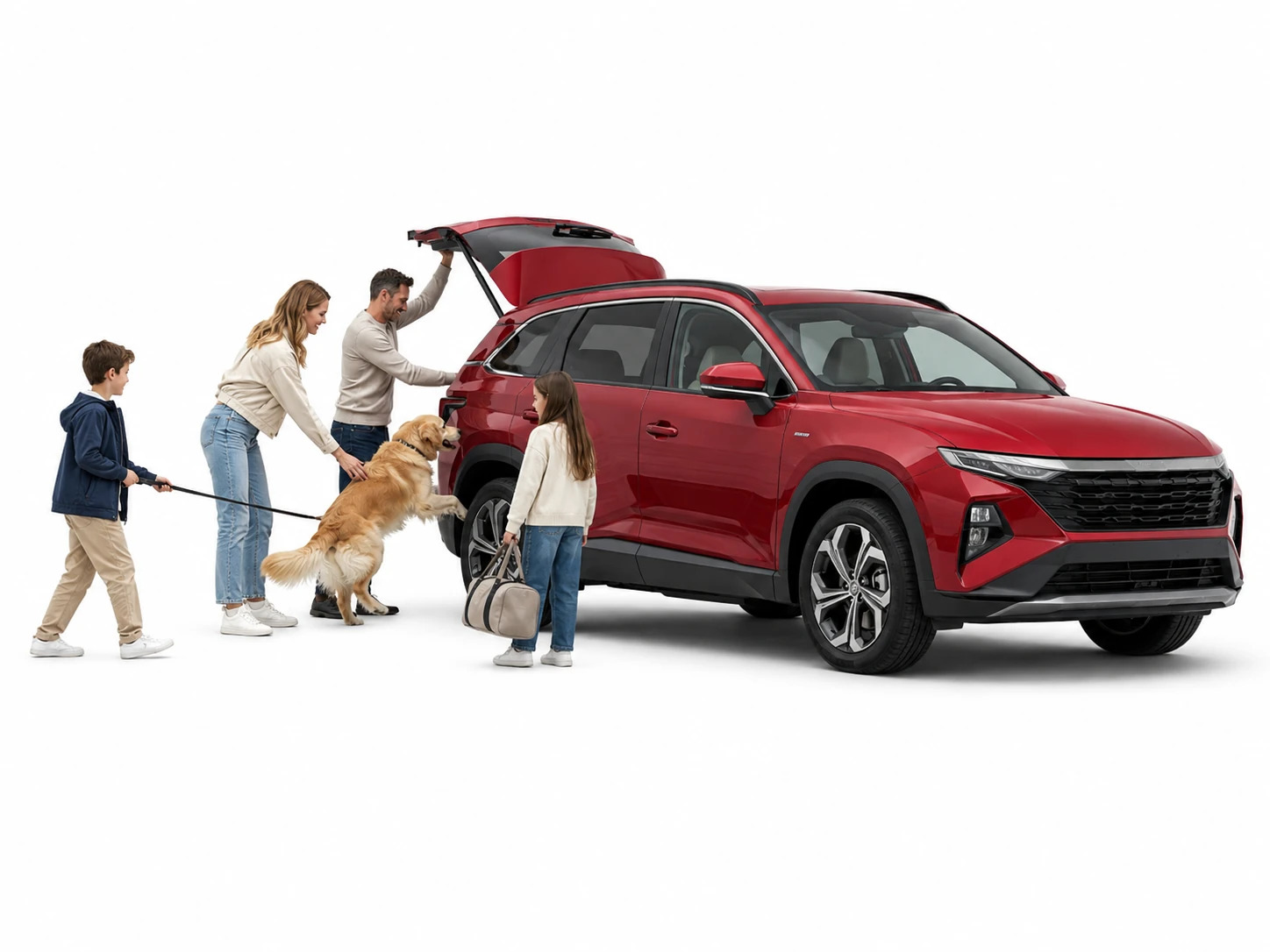 Rodzina przy samochodzie typu SUV